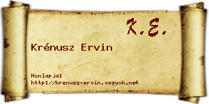 Krénusz Ervin névjegykártya