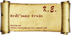 Krénusz Ervin névjegykártya